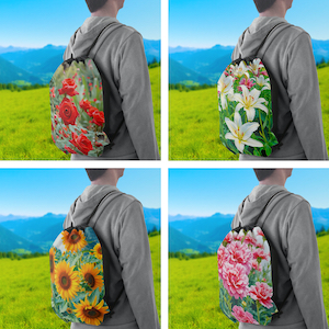 Floral drawstring bags